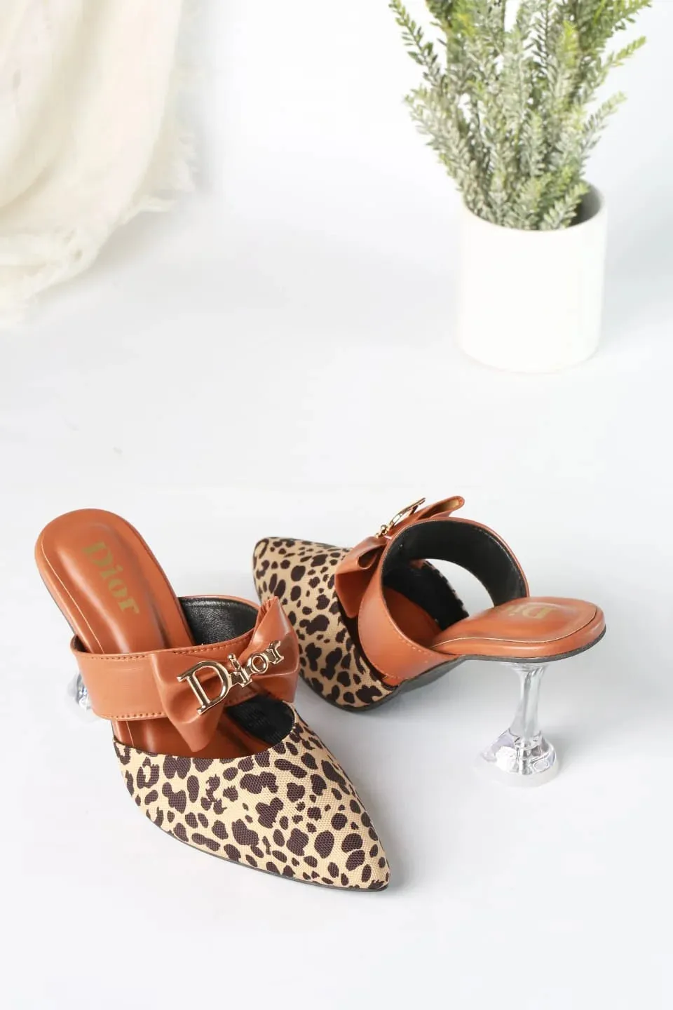 DIOR CASUAL HEEL PUMPS - BROWN (LEOPARD)