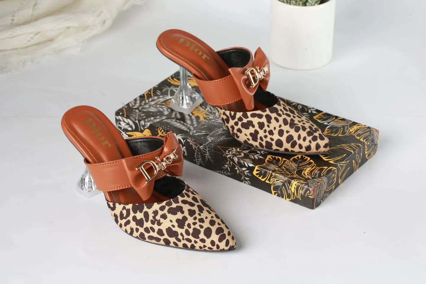 DIOR CASUAL HEEL PUMPS - BROWN (LEOPARD)