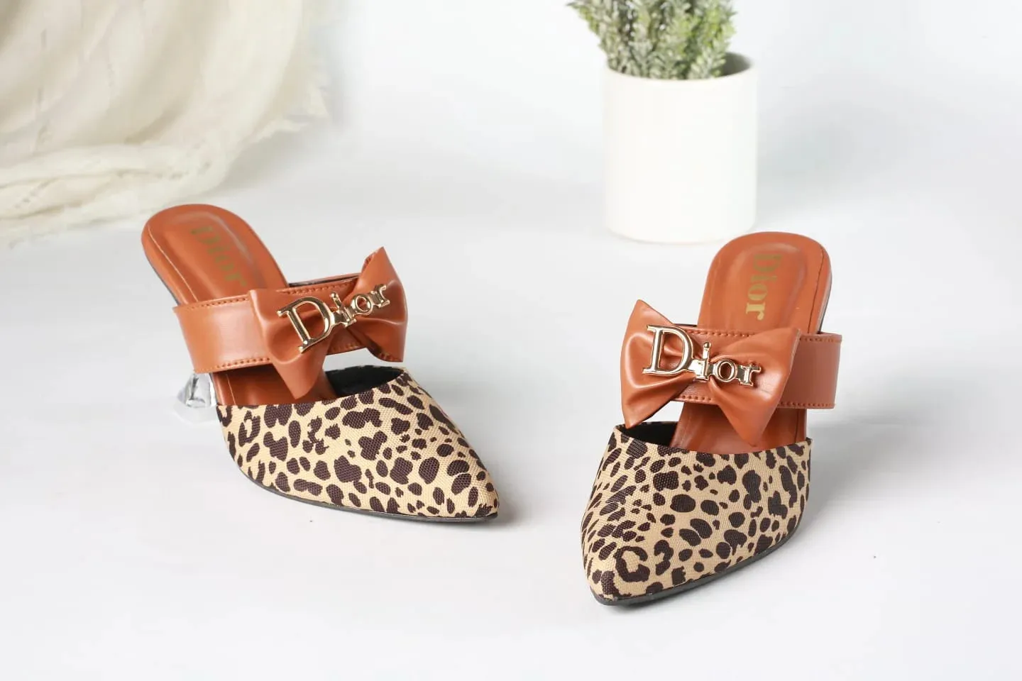 DIOR CASUAL HEEL PUMPS - BROWN (LEOPARD)