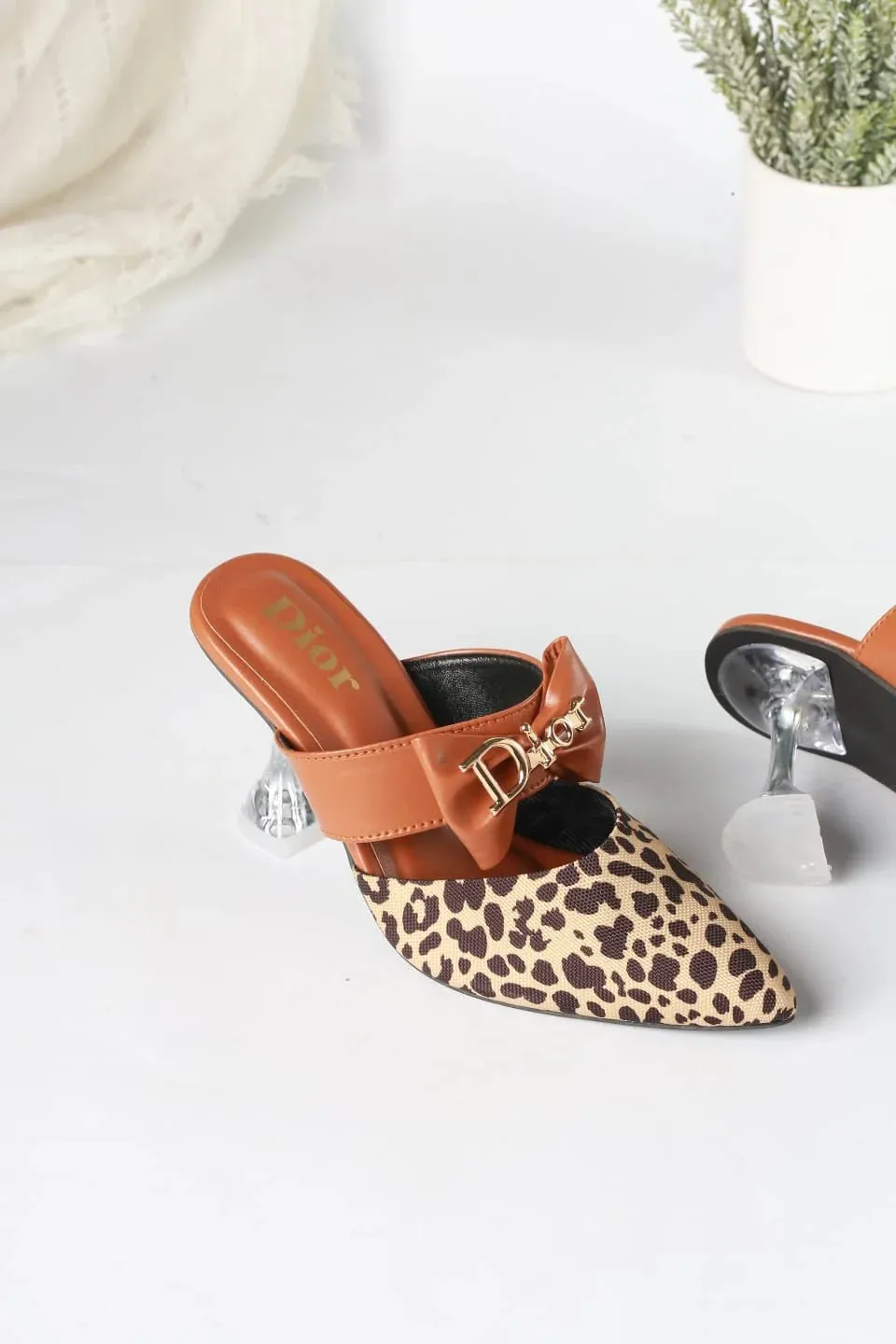 DIOR CASUAL HEEL PUMPS - BROWN (LEOPARD)