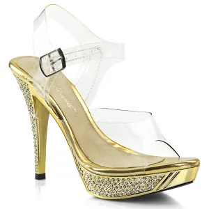 ELEGANT-408 Fabulicious 4 1/2" Elegant Clear/Gold Chrome Sexy Shoes (High Heels)
