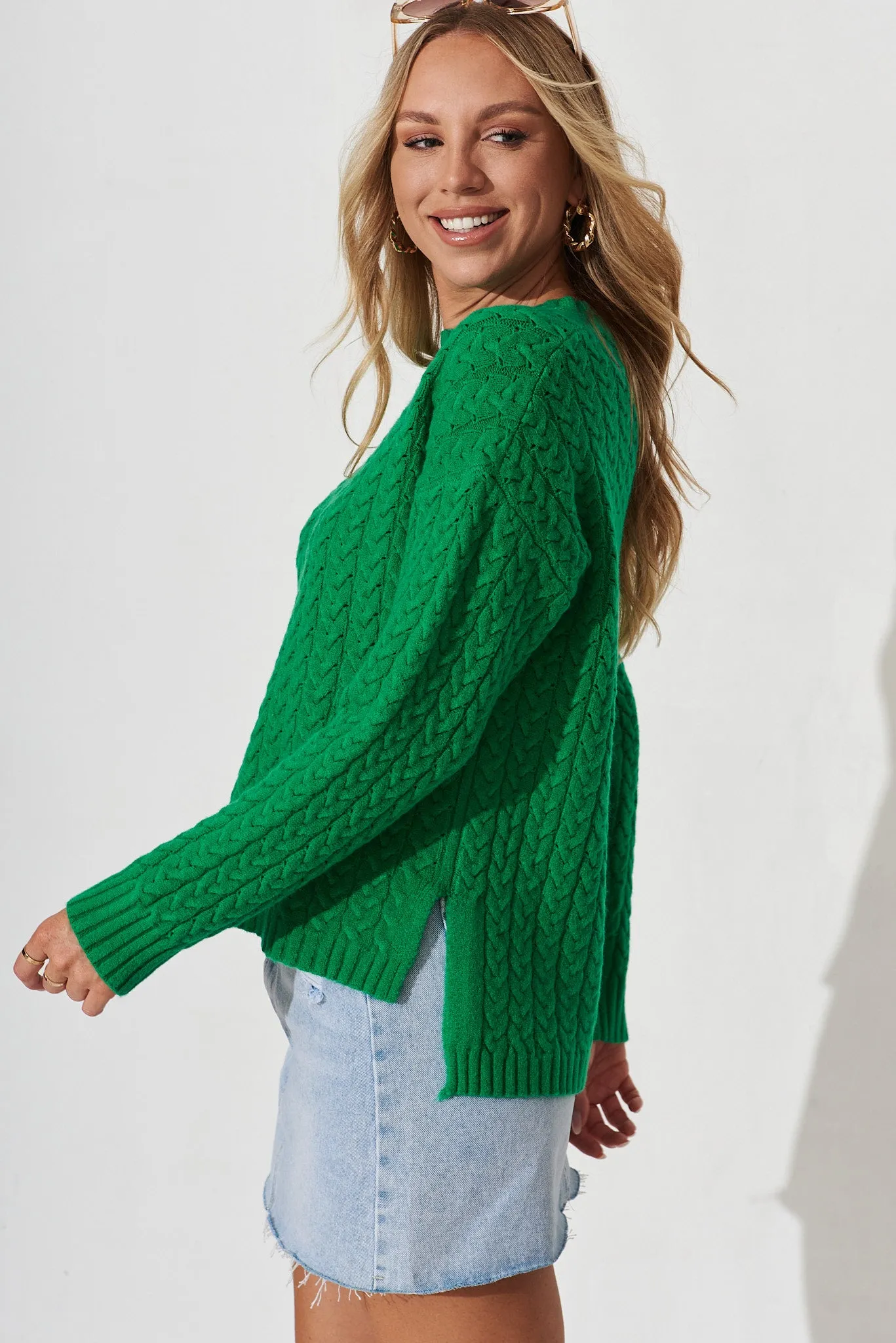 Elstow Knit In Emerald Wool Blend
