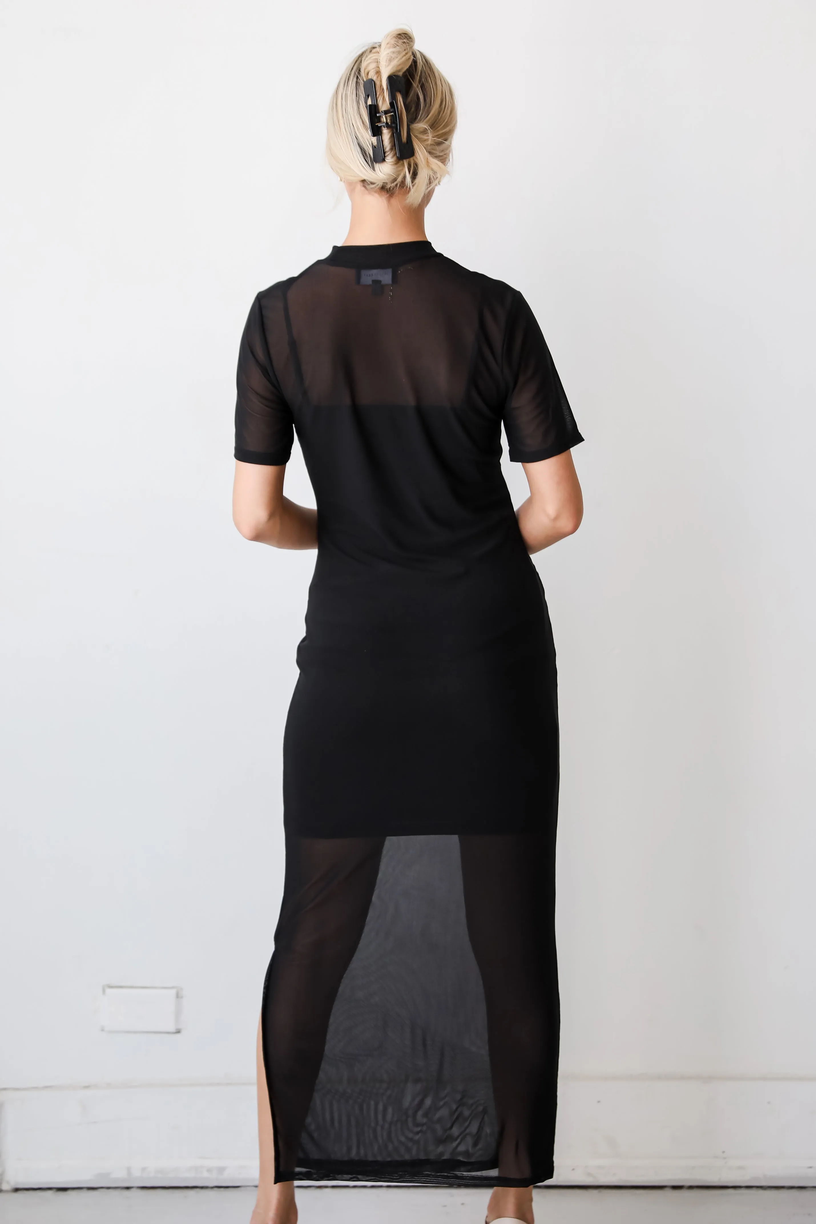 FINAL SALE - Show Stopping Black Mesh Maxi Dress
