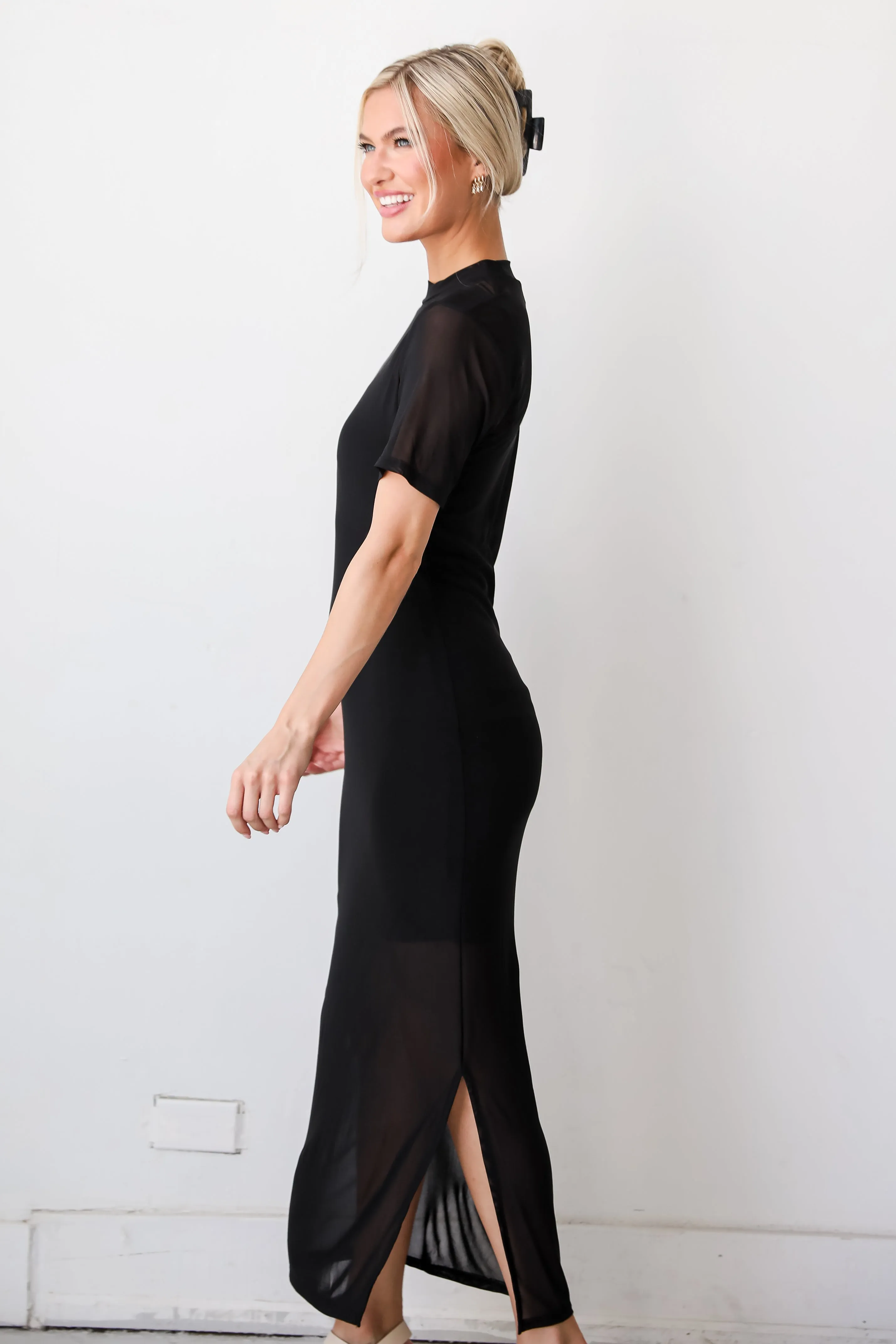 FINAL SALE - Show Stopping Black Mesh Maxi Dress