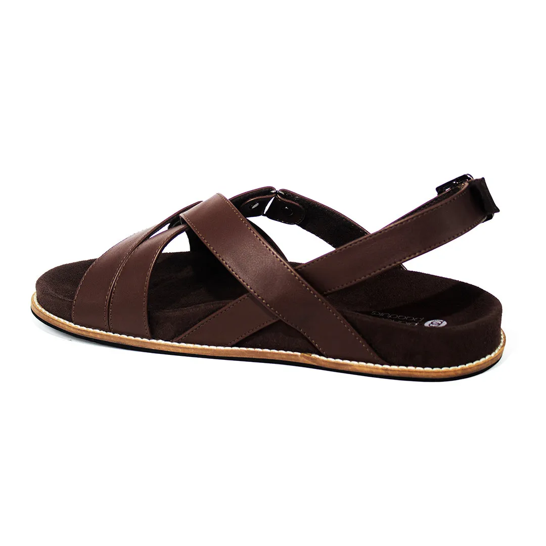 Fox Luxe Crossover Vegan Leather Brown Men Sandals
