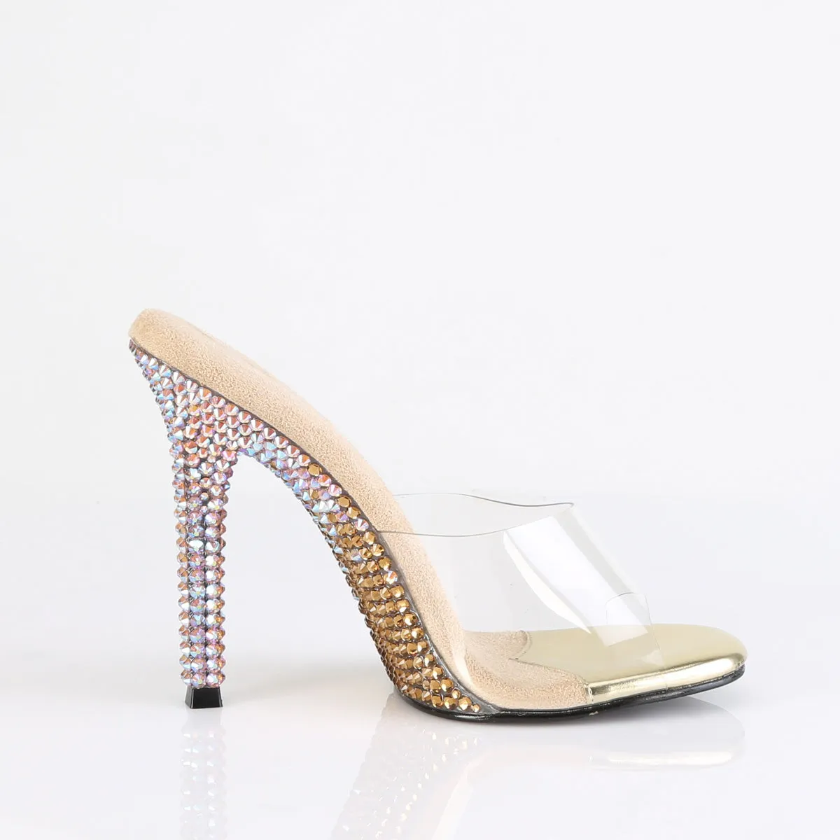 GALA-01DMM Fabulicious 4 1/2" Gala Clear/Gold Chrome Sexy Shoes (High Heels)
