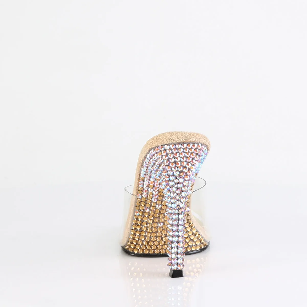 GALA-01DMM Fabulicious 4 1/2" Gala Clear/Gold Chrome Sexy Shoes (High Heels)
