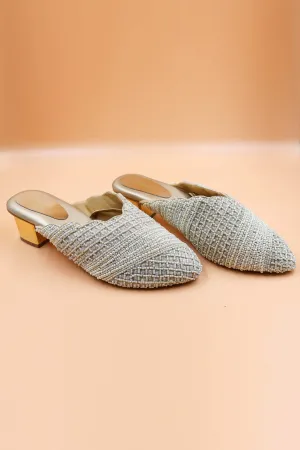 Gold Zardosi Embellished Mules