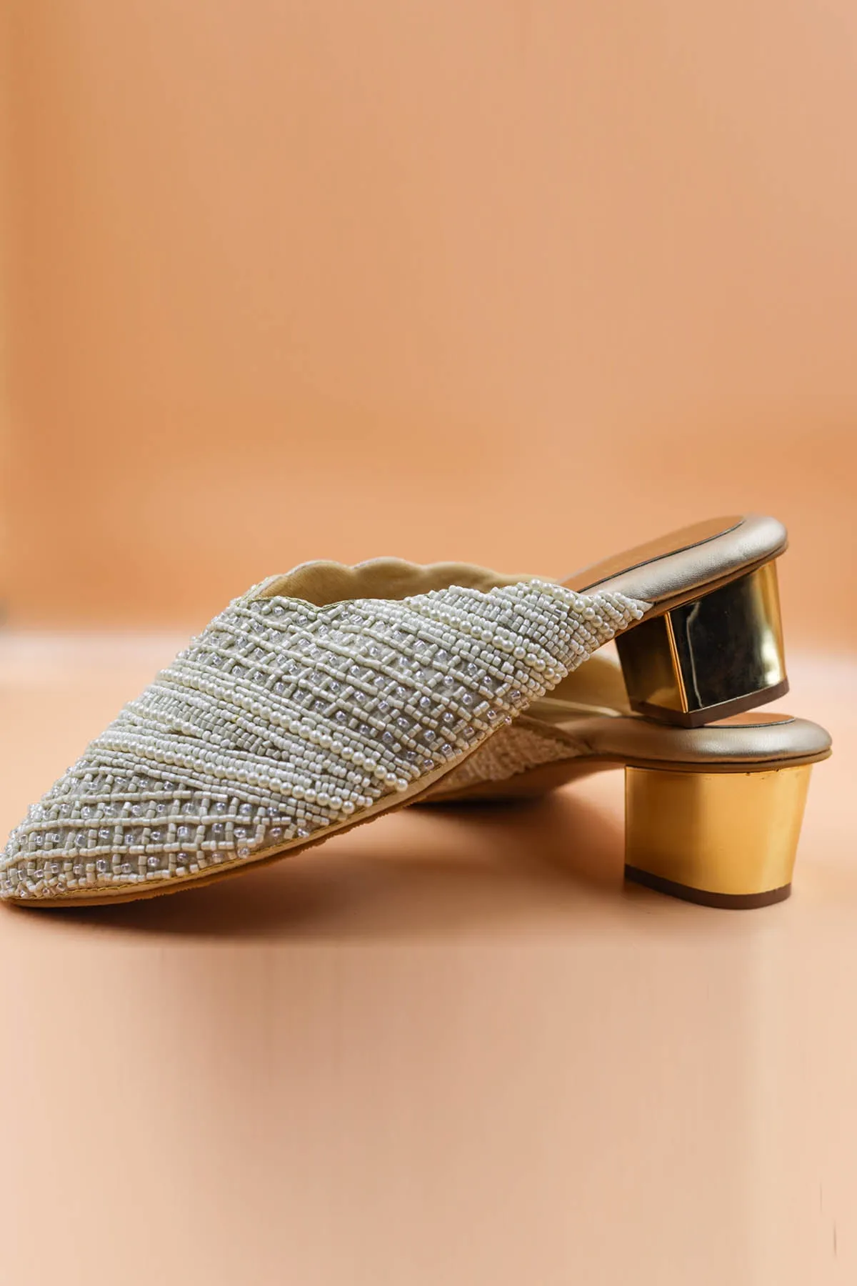 Gold Zardosi Embellished Mules