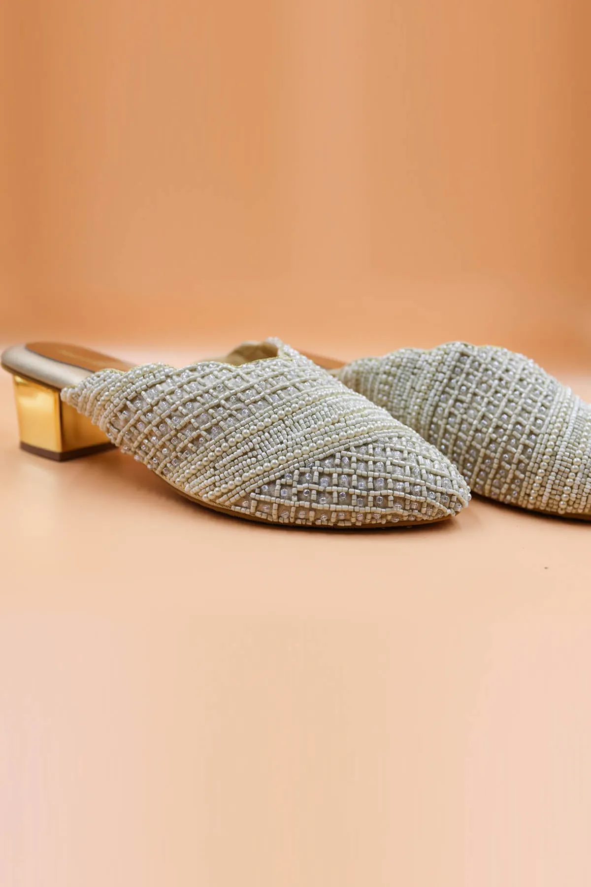 Gold Zardosi Embellished Mules