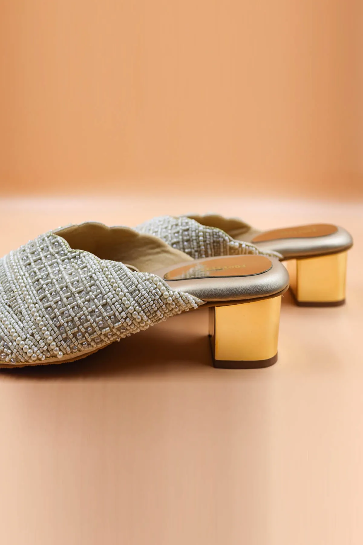 Gold Zardosi Embellished Mules