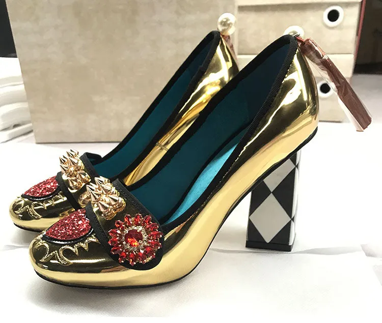 Harmony Fancy Gold Rivet Tassel Heels