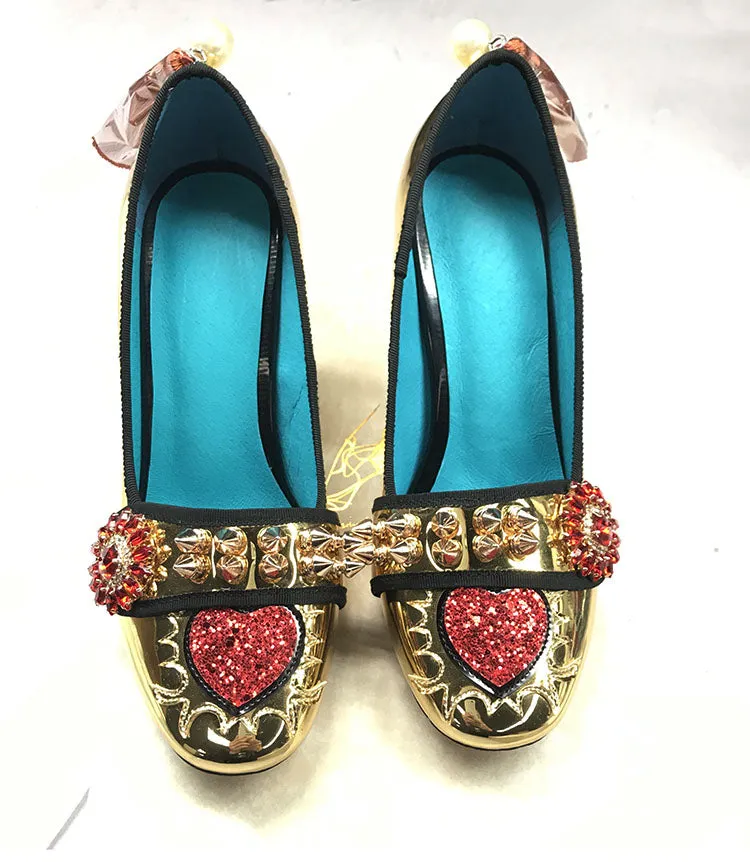 Harmony Fancy Gold Rivet Tassel Heels