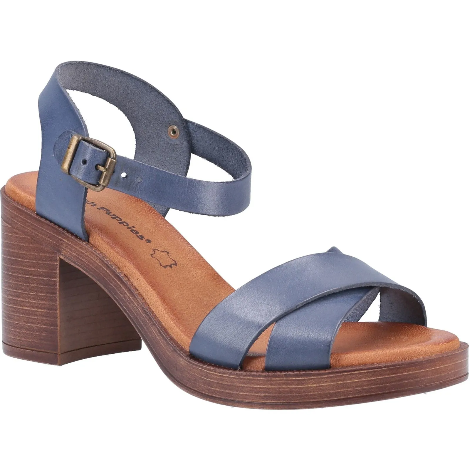Hush Puppies Womens Georgia Leather Sandal - Blue