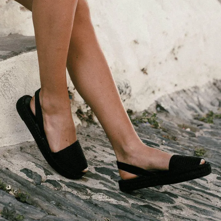 IBIZAS PLATFORM RAFFIA BLACK