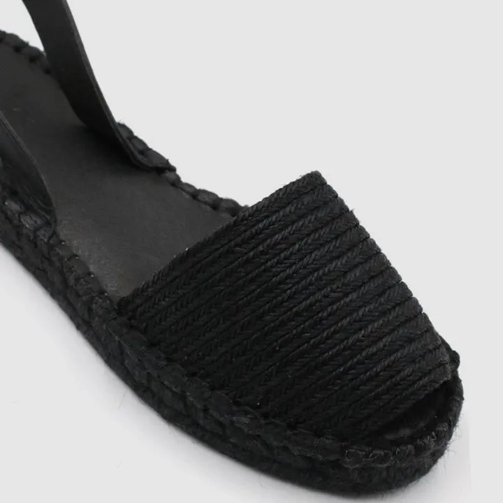 IBIZAS PLATFORM RAFFIA BLACK