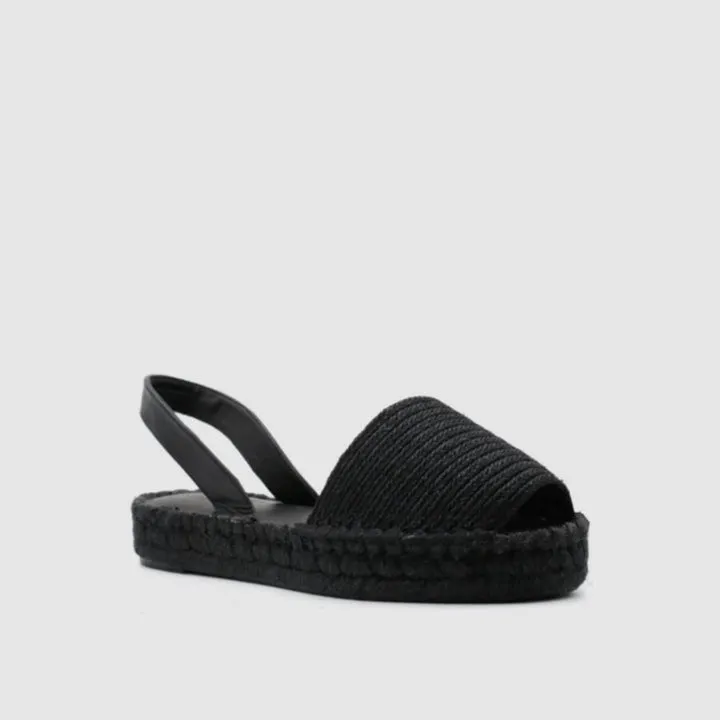 IBIZAS PLATFORM RAFFIA BLACK