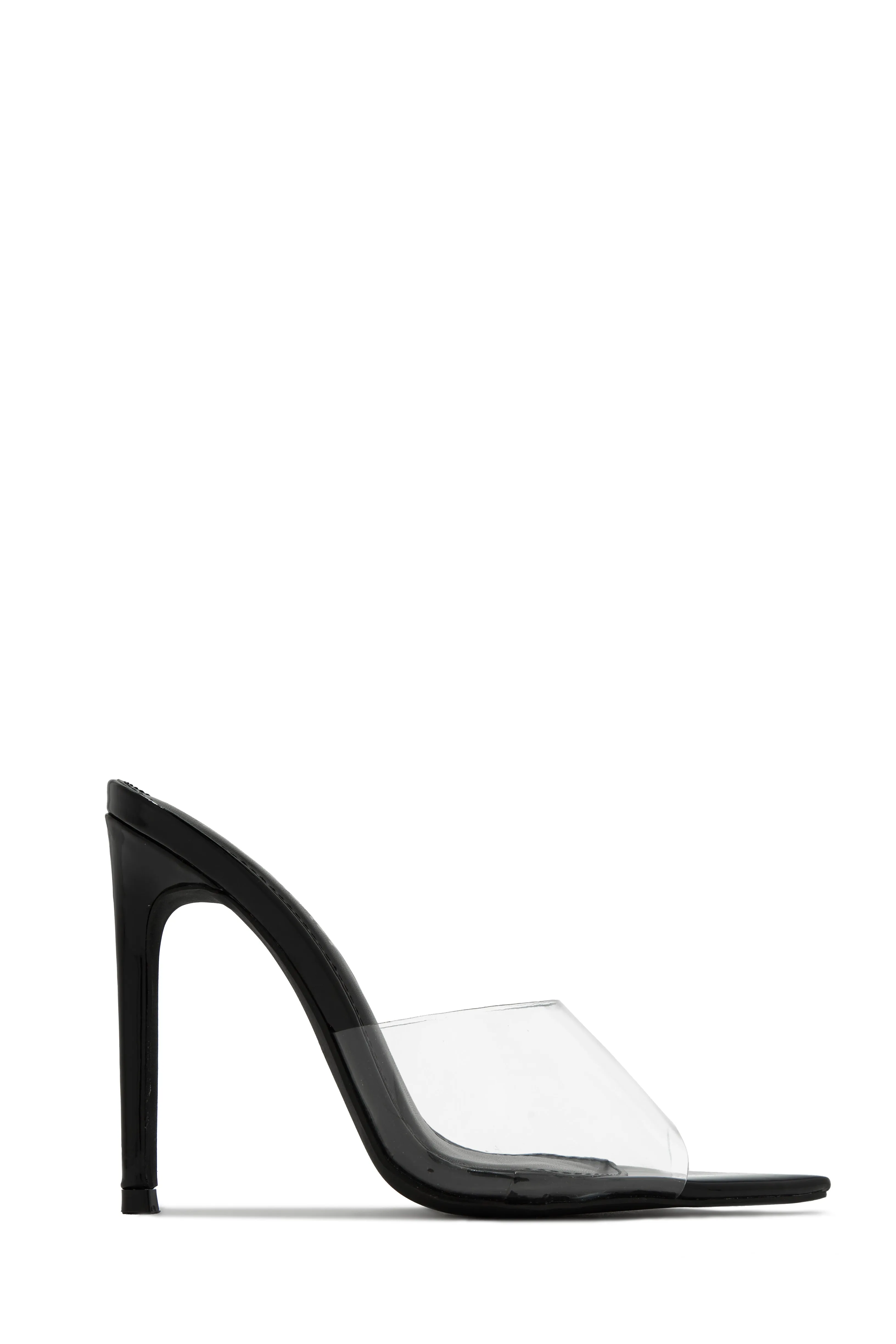 Ionic Clear Strap High Heel Mules - Linen