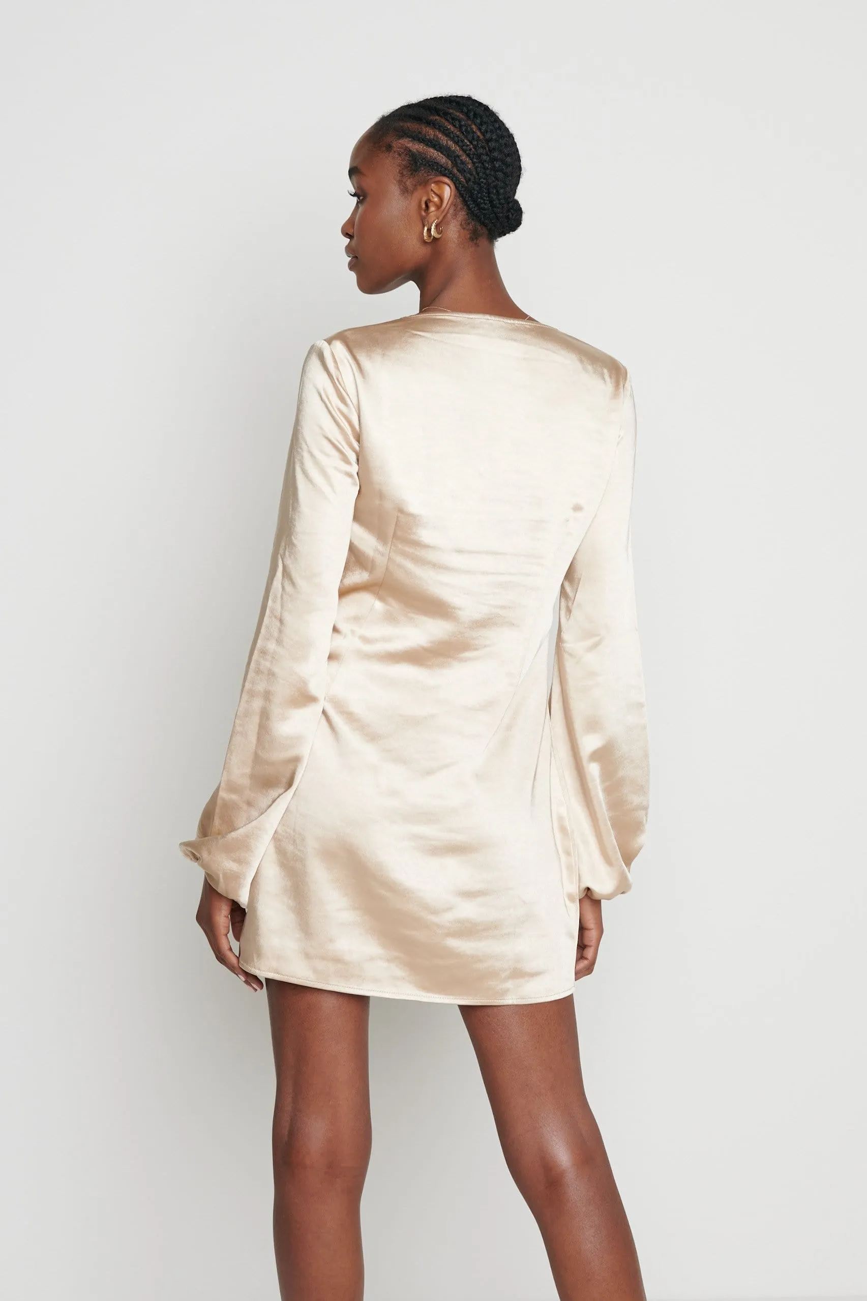 Janis Mini Cowl Neck Dress - Champagne Gold