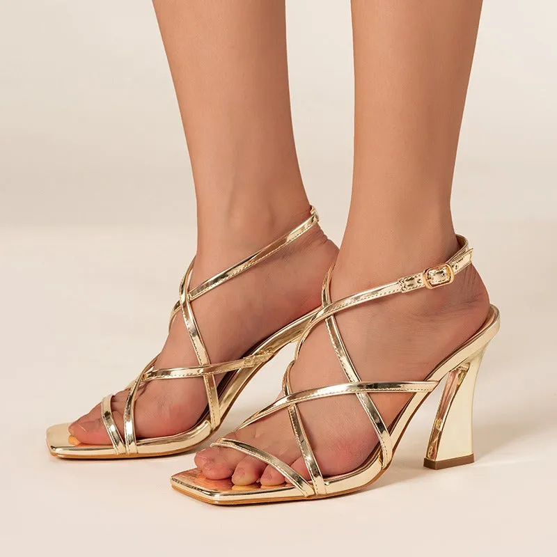 Jasmine Gold Cross Straps Sandals
