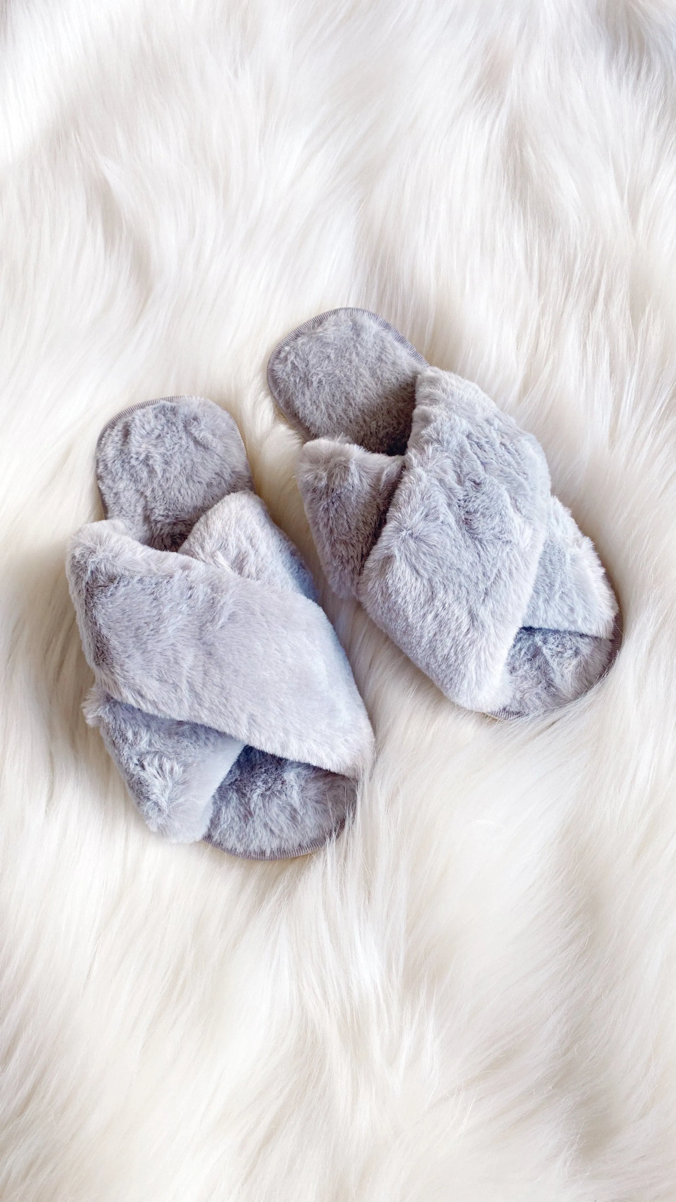Jessica Fluffy Slippers - Grey
