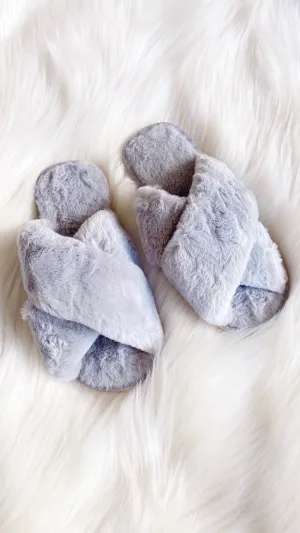 Jessica Fluffy Slippers - Grey