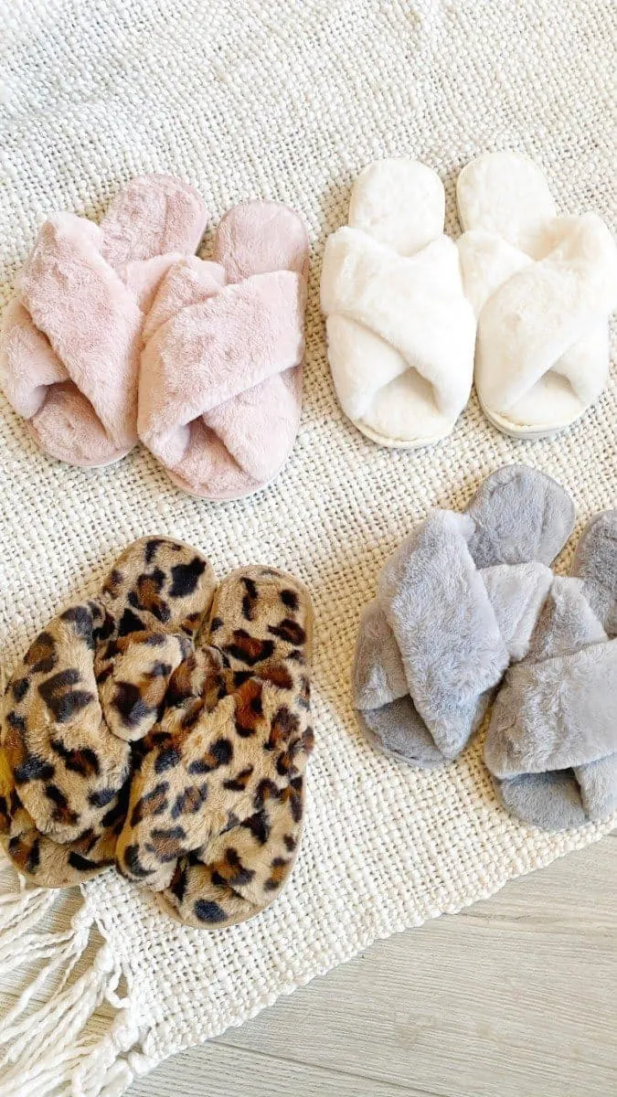 Jessica Fluffy Slippers - Grey