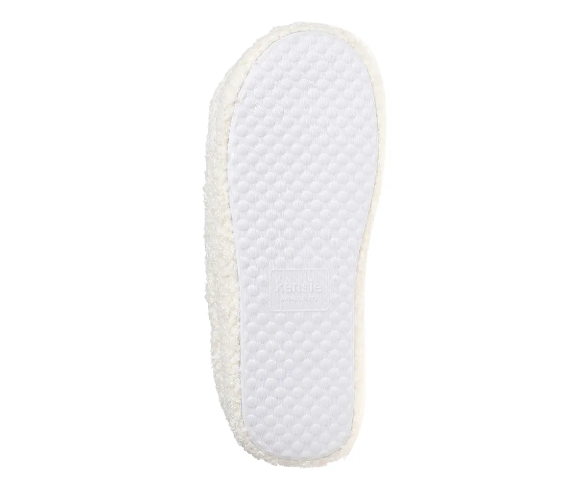 Kensie Women's Fuzzy Smiley Face Slipper, Comfy Indoor Outdoor Closed Toe House Slippers for Women