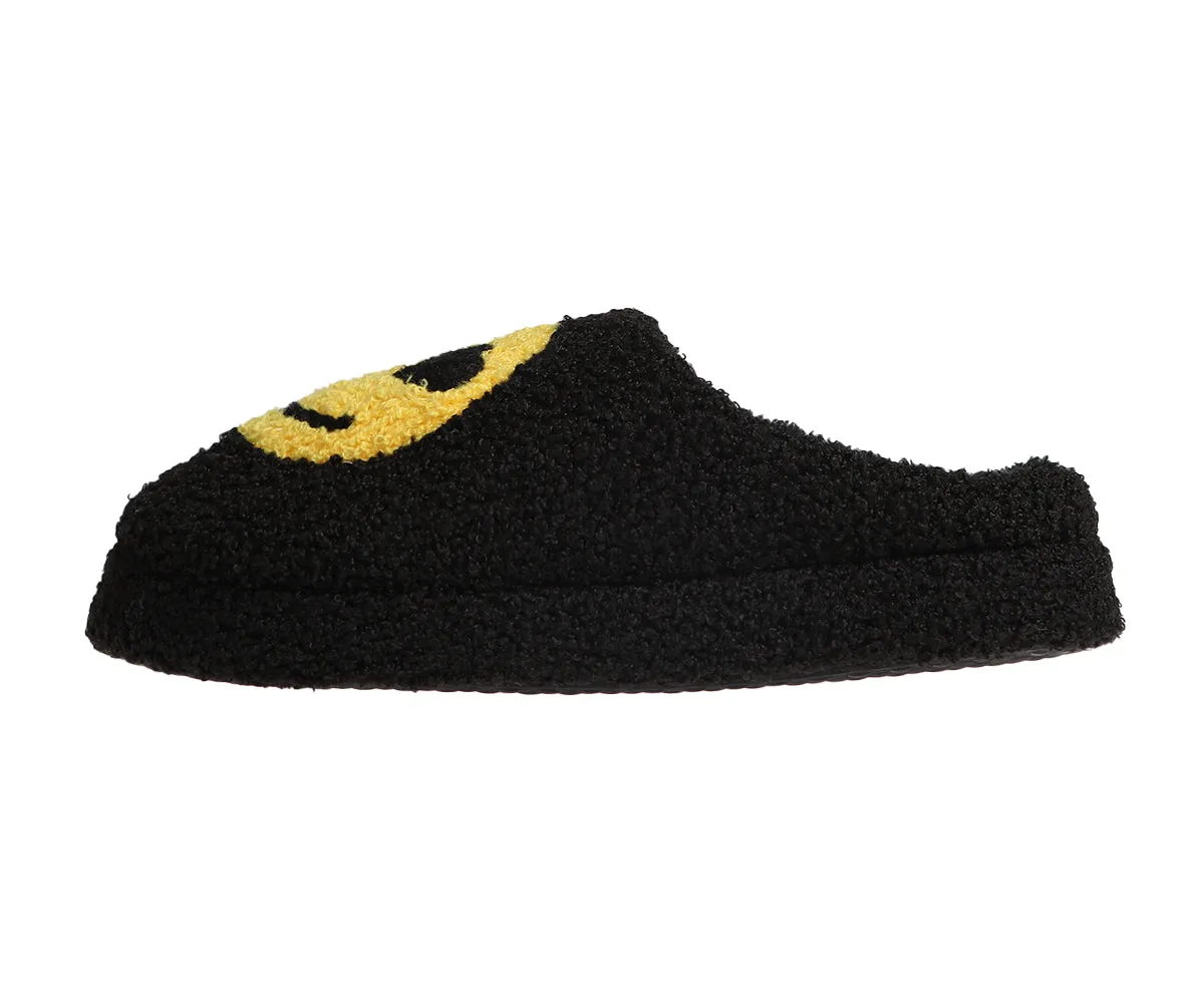 Kensie Women's Fuzzy Smiley Face Slipper, Comfy Indoor Outdoor Closed Toe House Slippers for Women