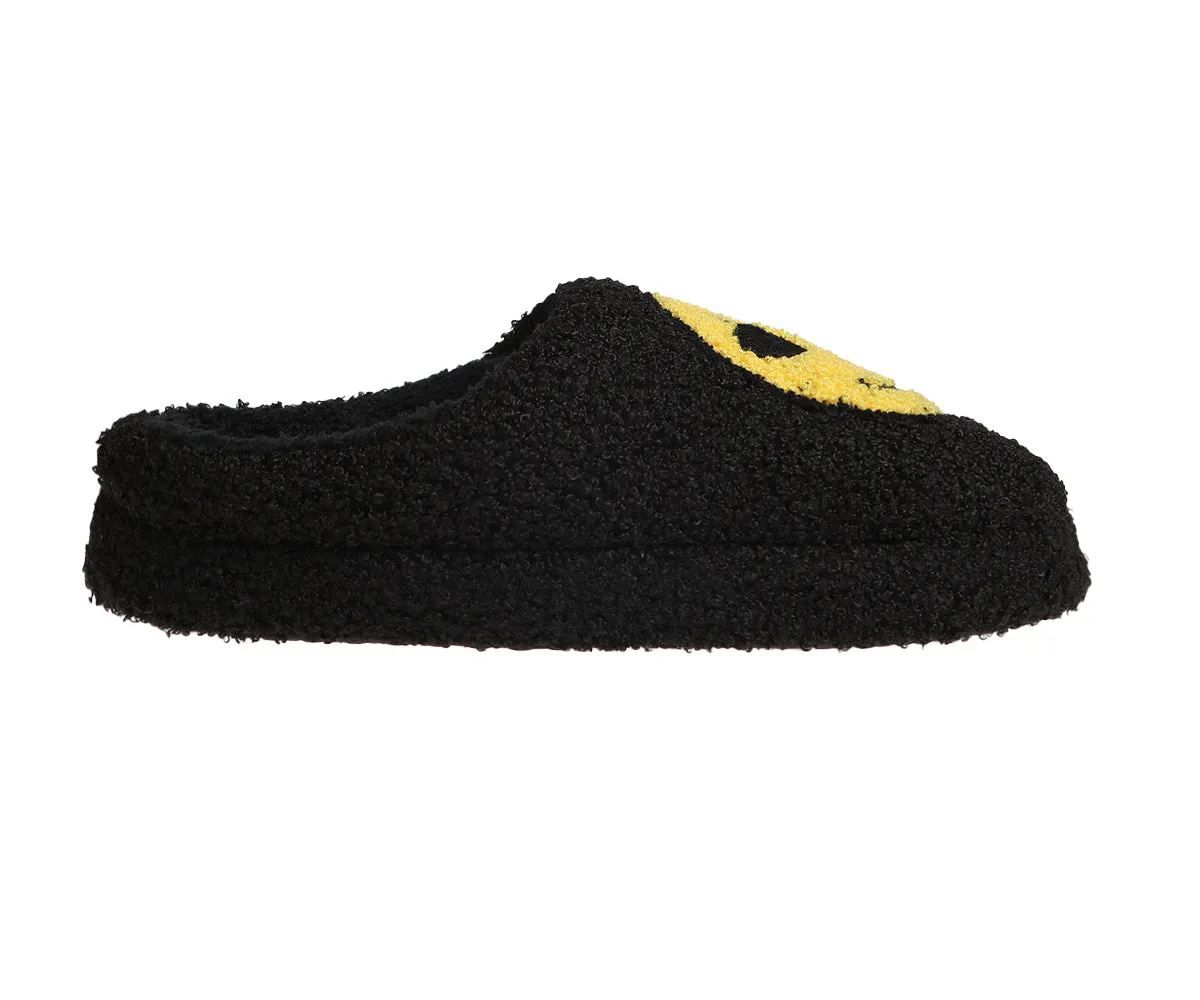 Kensie Women's Fuzzy Smiley Face Slipper, Comfy Indoor Outdoor Closed Toe House Slippers for Women