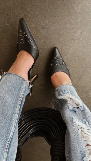 Lauryn Pump Heel Mules - Black