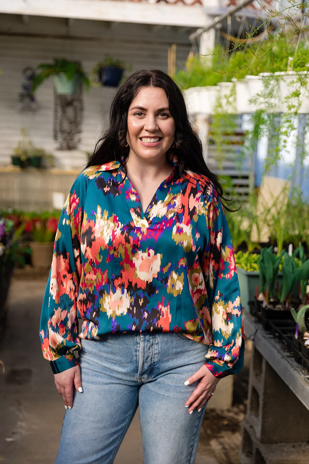 Lorraine Silky Print Blouse