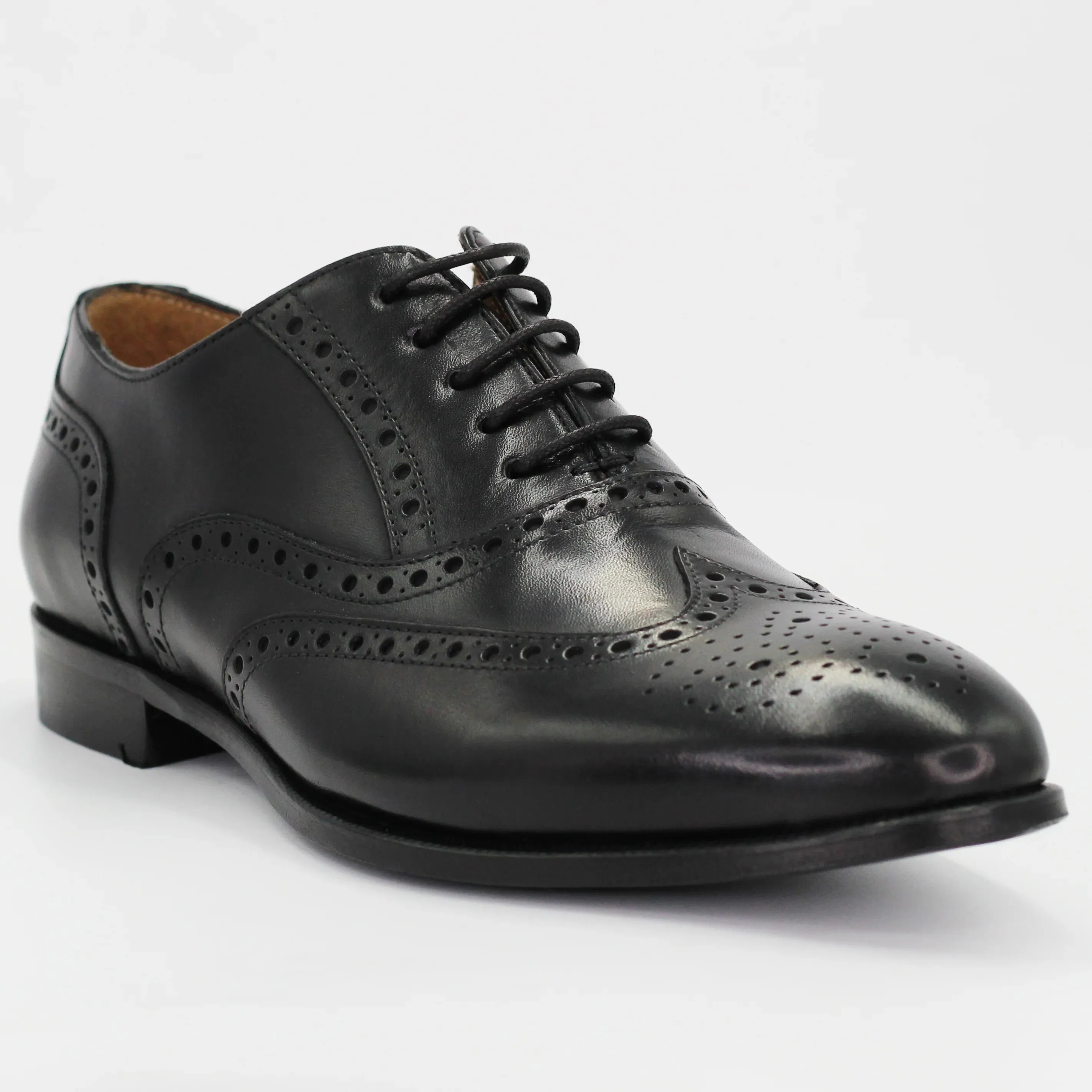 Men's Derby Brogue in Calf Leather Nero  (BRU11911)