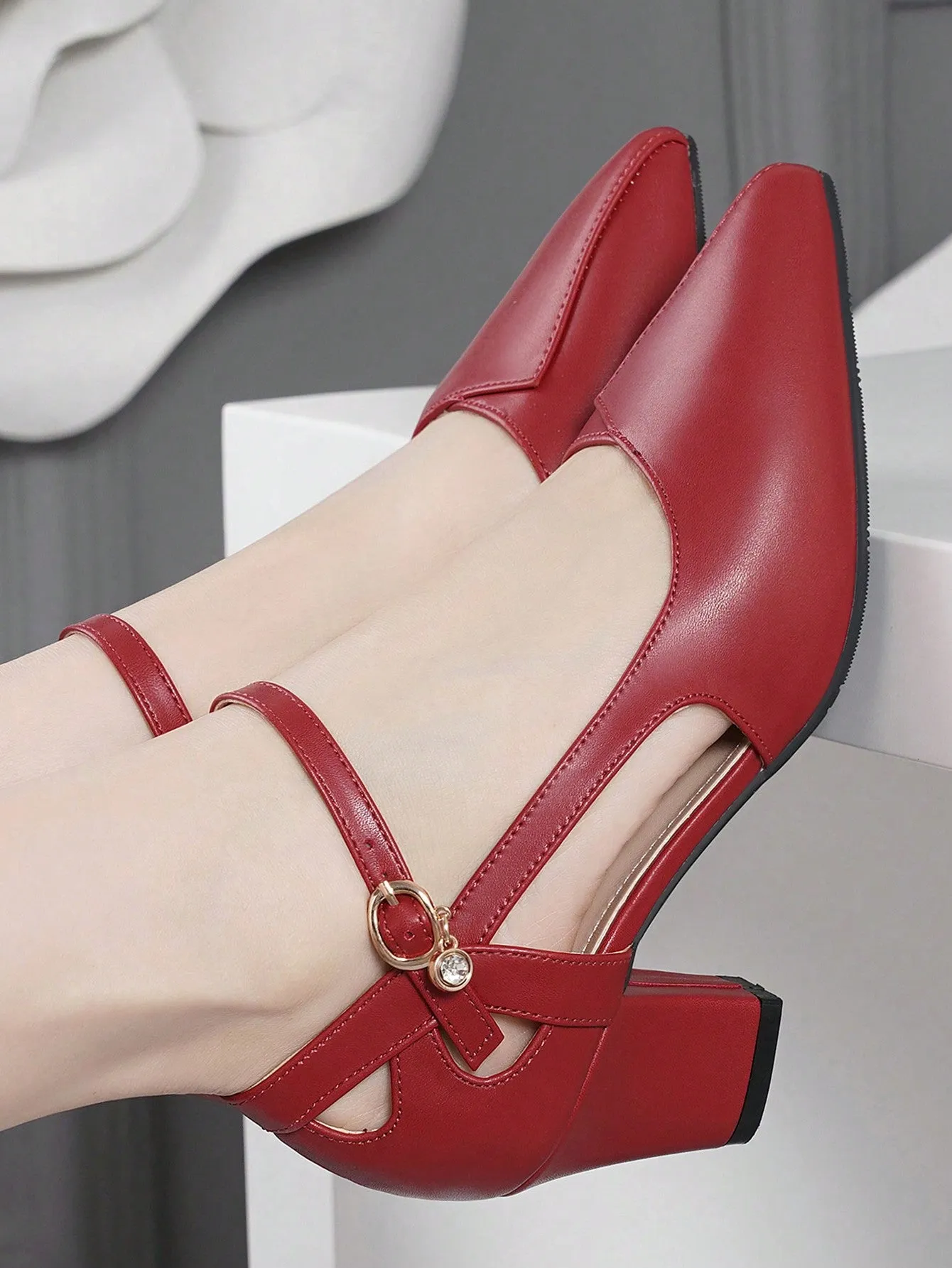 New Ladies Versatile Comfy High Chunky Heel Pointed Toe Pumps