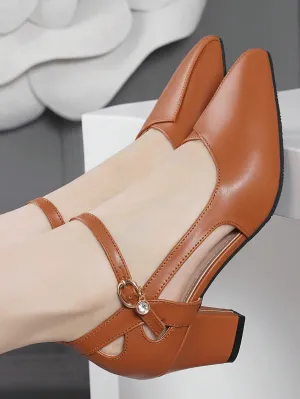 New Ladies Versatile Comfy High Chunky Heel Pointed Toe Pumps