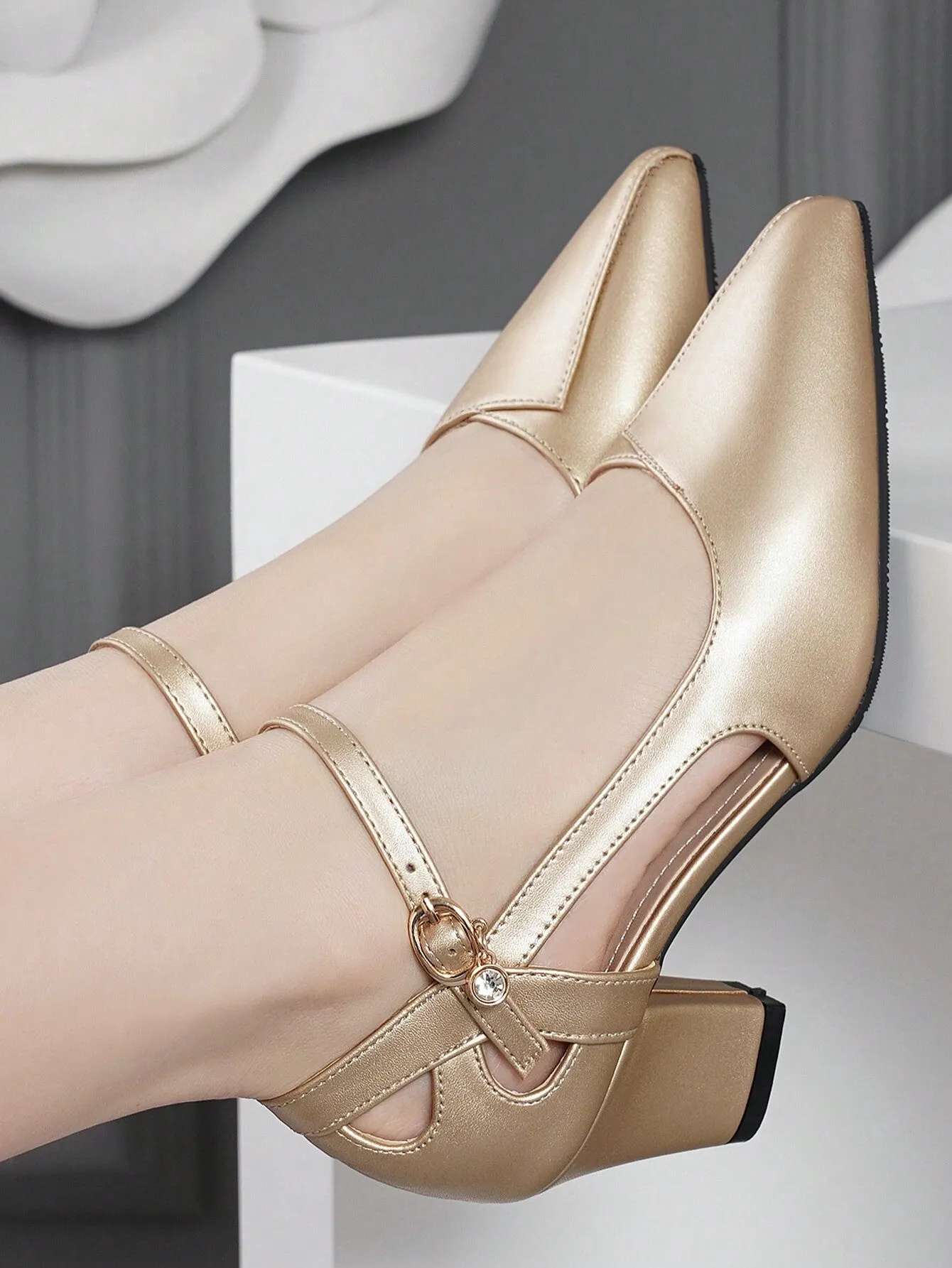 New Ladies Versatile Comfy High Chunky Heel Pointed Toe Pumps