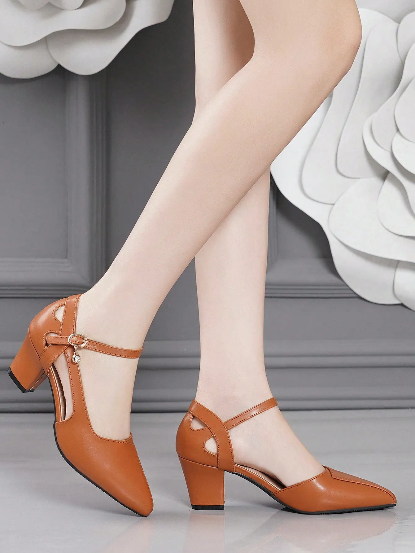 New Ladies Versatile Comfy High Chunky Heel Pointed Toe Pumps