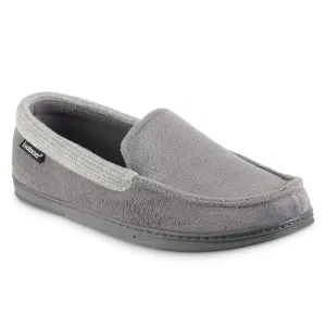 New Men's isotoner Microterry and Waffle Travis Moccasin Slippers, light grey Sz L 9.5-10.5