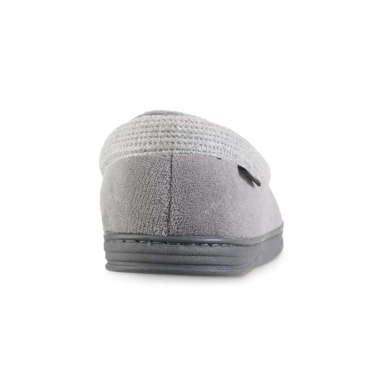 New Men's isotoner Microterry and Waffle Travis Moccasin Slippers, light grey Sz L 9.5-10.5
