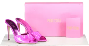 Paris Texas Fuchsia Pink Mirror Tech Fabric Stiletto Mules UK 4.5 EU 37.5 