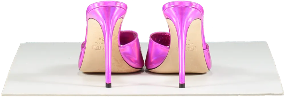 Paris Texas Fuchsia Pink Mirror Tech Fabric Stiletto Mules UK 4.5 EU 37.5 