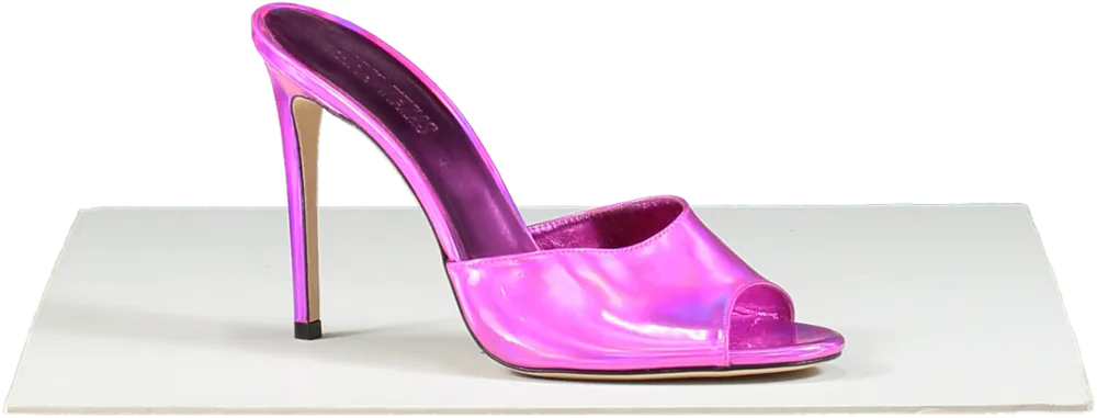 Paris Texas Fuchsia Pink Mirror Tech Fabric Stiletto Mules UK 4.5 EU 37.5 