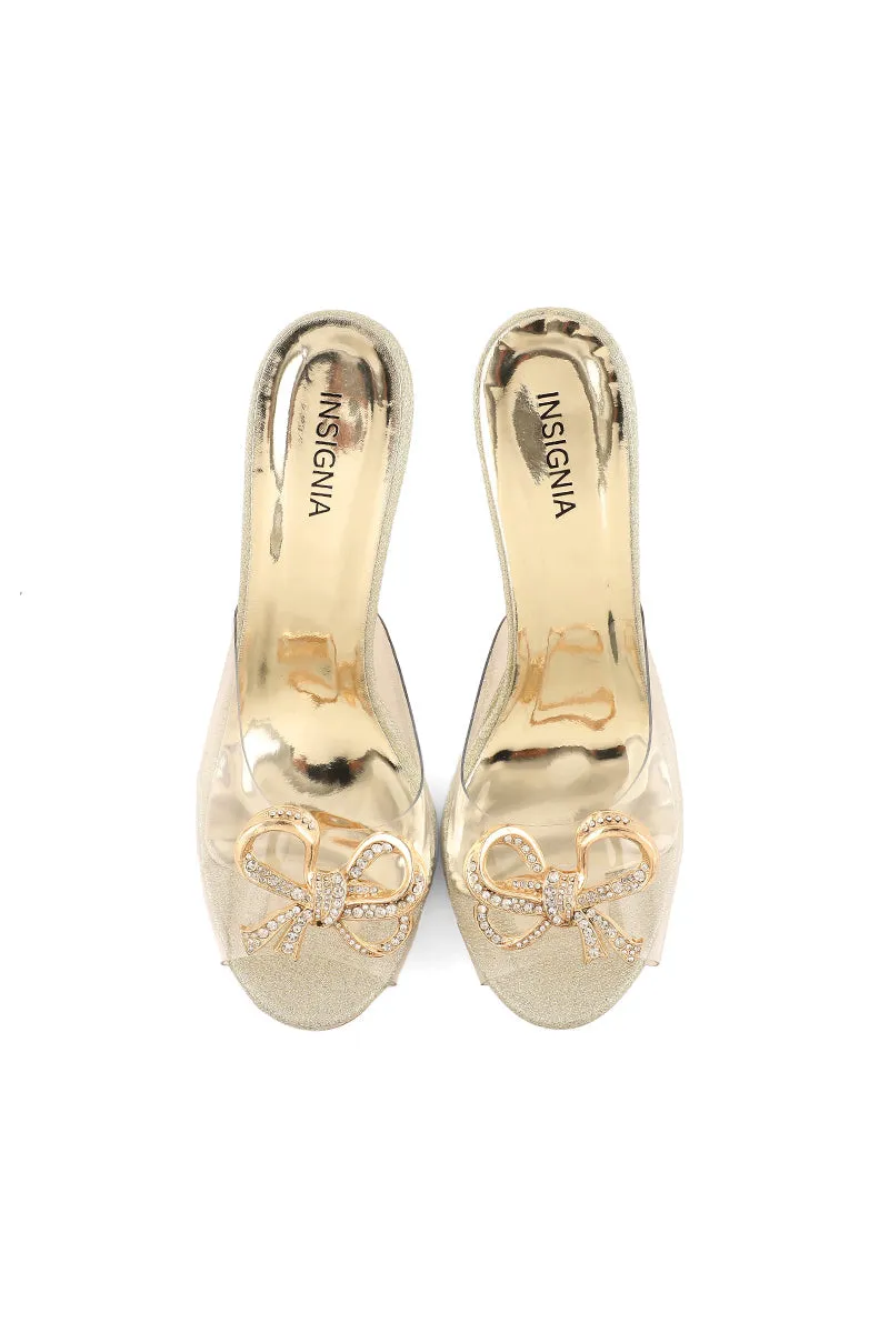 Party Wear Slip On I38521-Golden