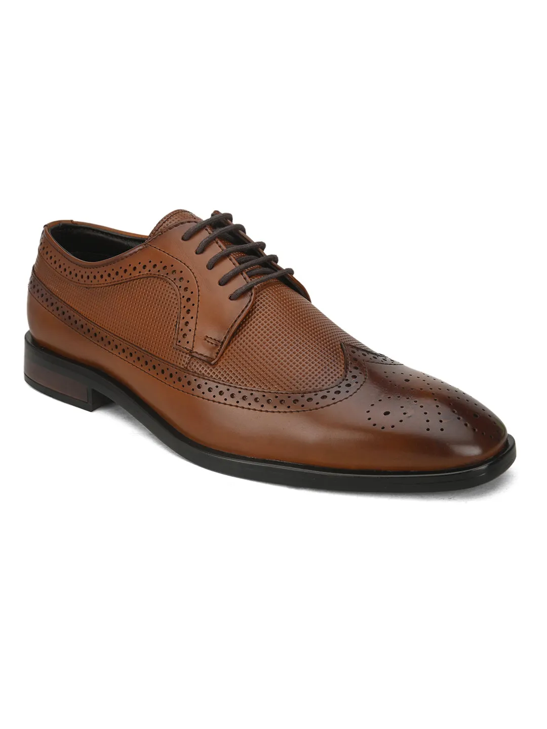 Pelle Albero Brown Formal Brogue Shoes For Men