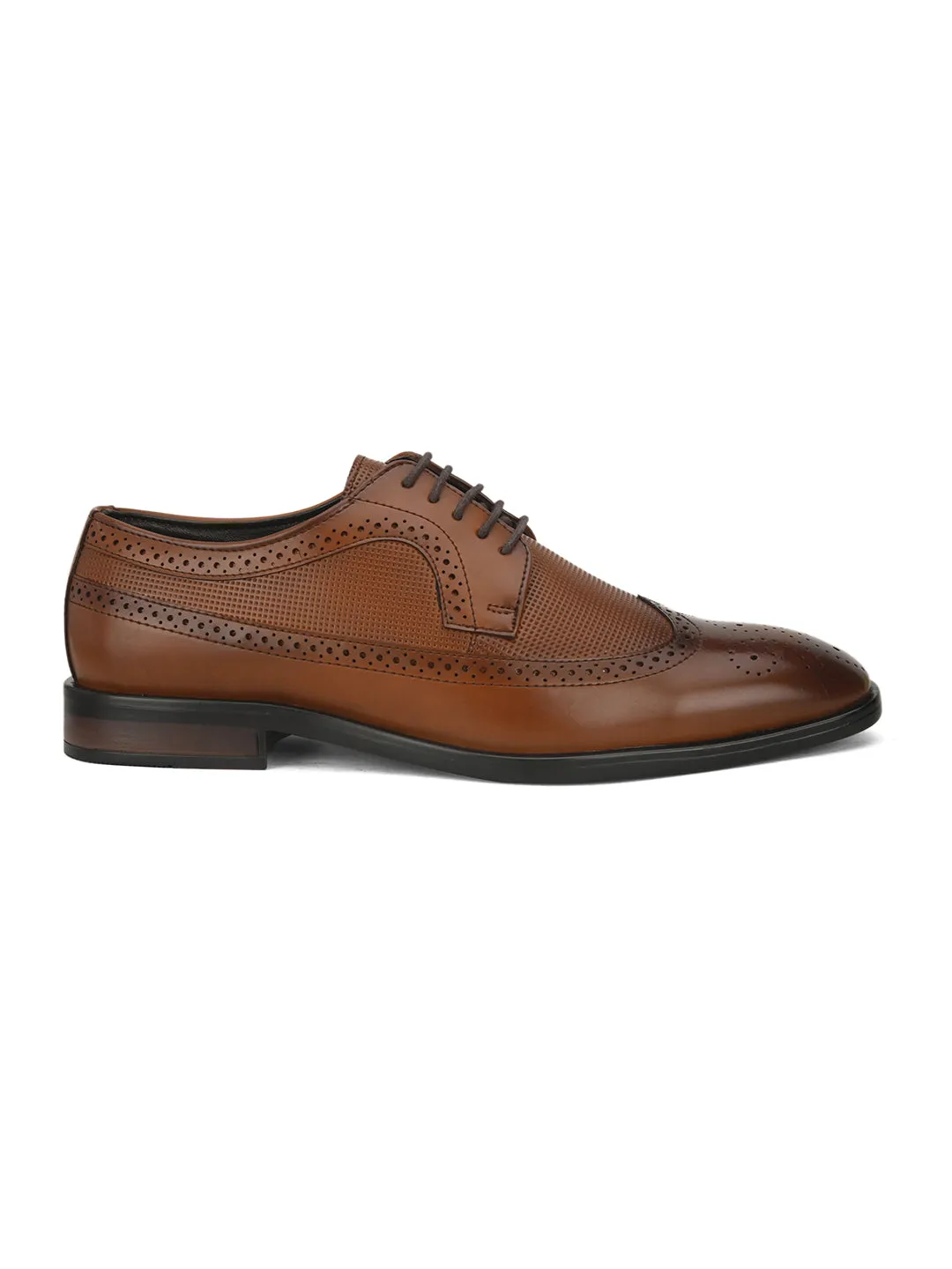 Pelle Albero Brown Formal Brogue Shoes For Men