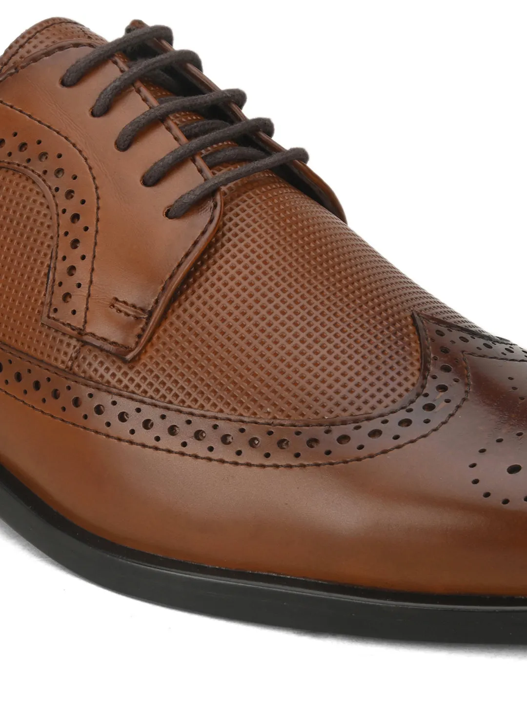 Pelle Albero Brown Formal Brogue Shoes For Men