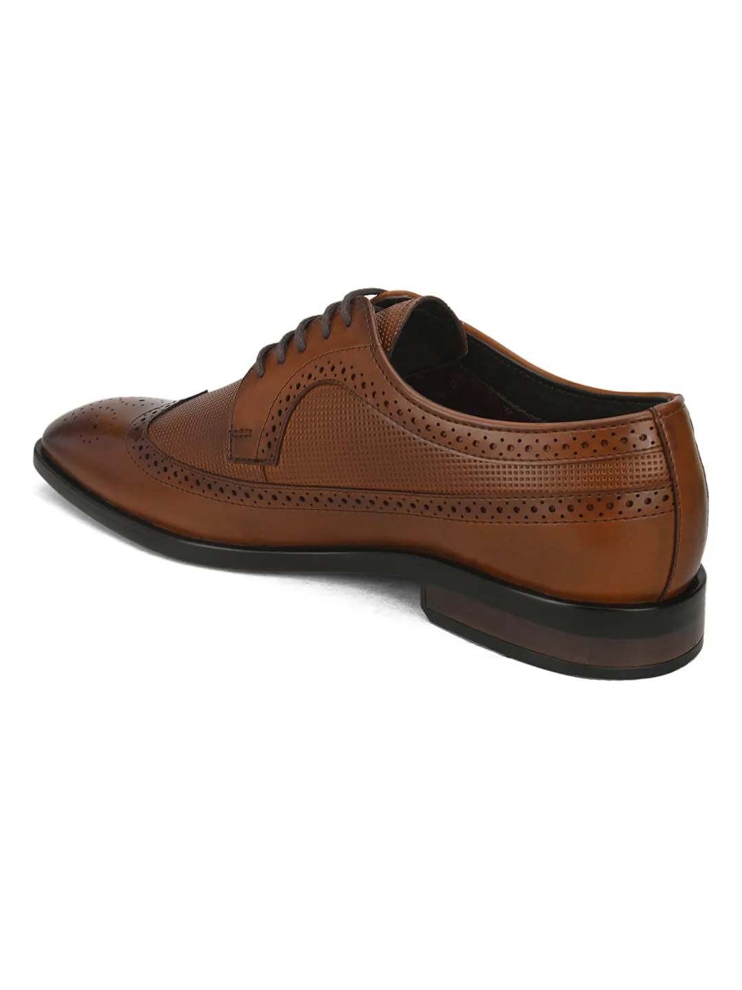 Pelle Albero Brown Formal Brogue Shoes For Men