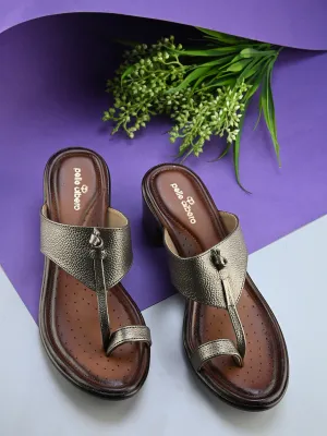Pelle Albero Women's G Metal Leather Slip-On Block Heel Sandals