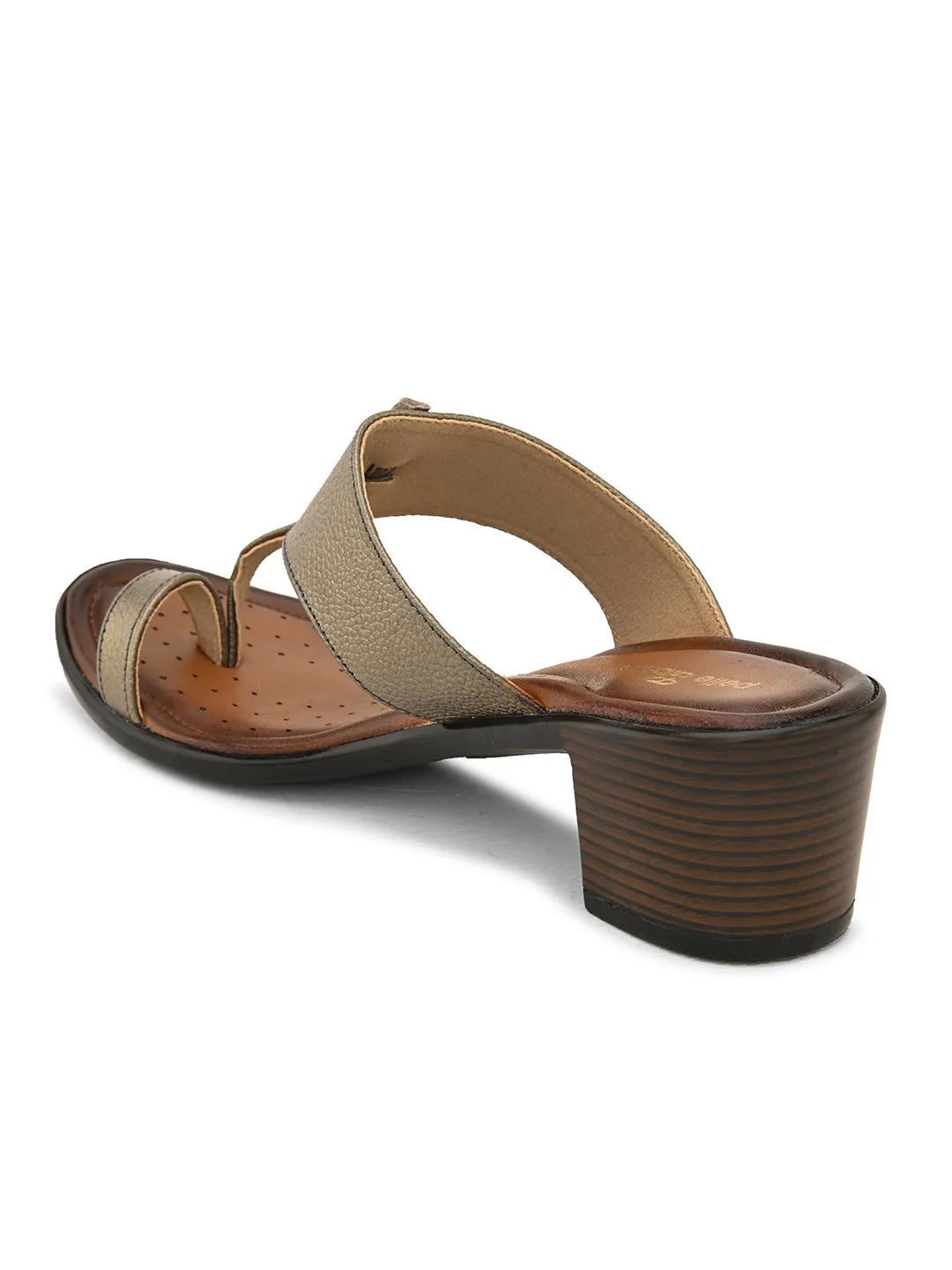 Pelle Albero Women's G Metal Leather Slip-On Block Heel Sandals