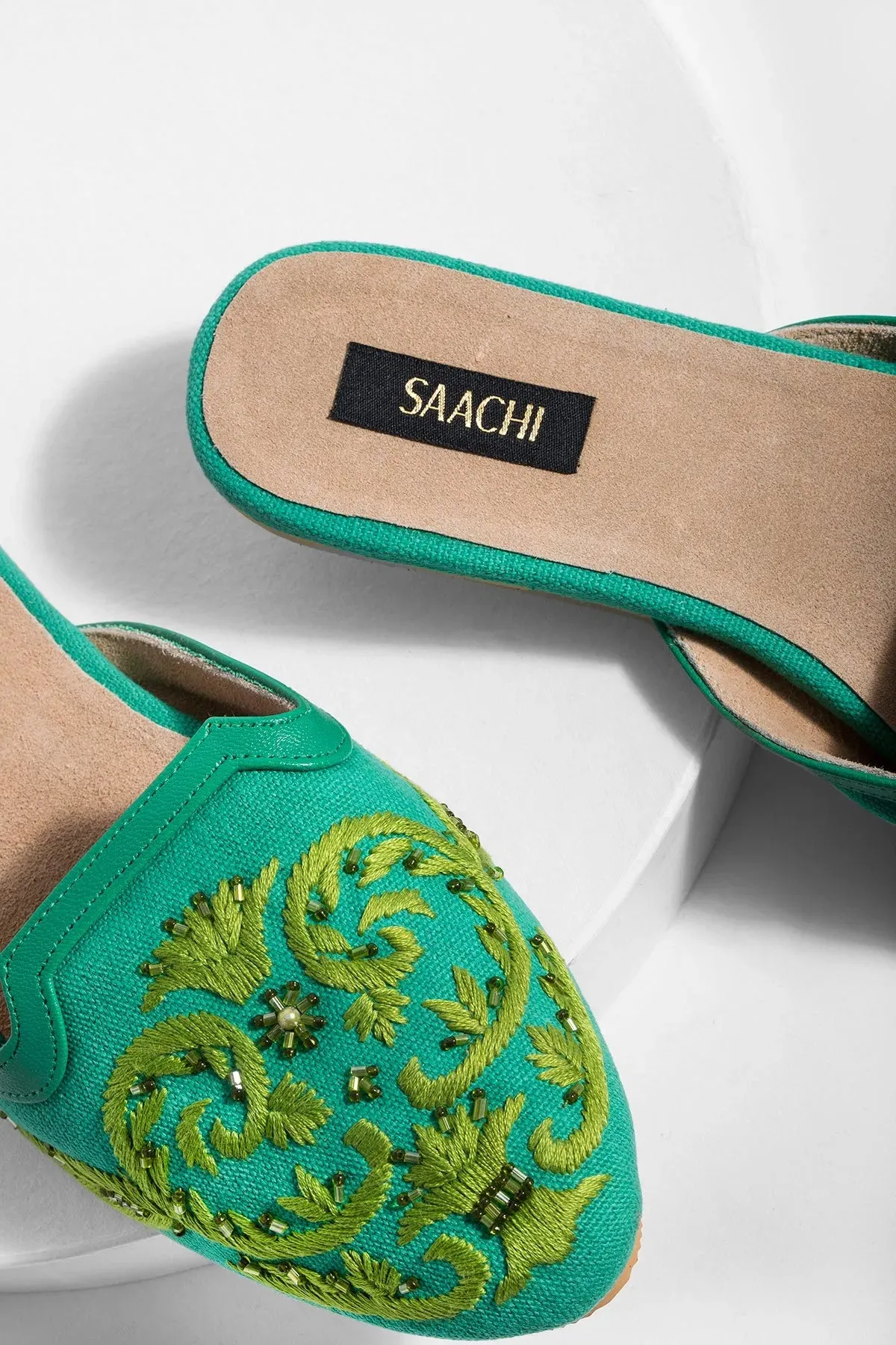 Pool Embroidered Mule